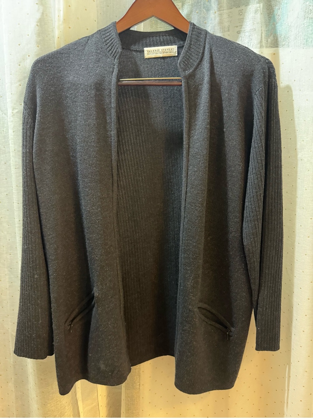 Valerie Stevens Dark Charcoal Open-Front Cardigan w/ Matching Pants